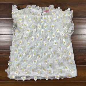 Eva Franco‎ Women's Size 8 White 3D Daffodil Petal Vixen Top Blouse